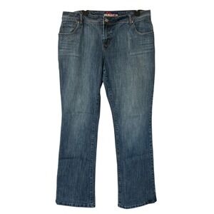 Mwah Jeans Bootcut Women 16W‎ Blue Cotton Blend Stretch Embroidered Y2K Classic